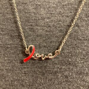 Vintage Avon Breast Cancer Awareness Silver Necklace